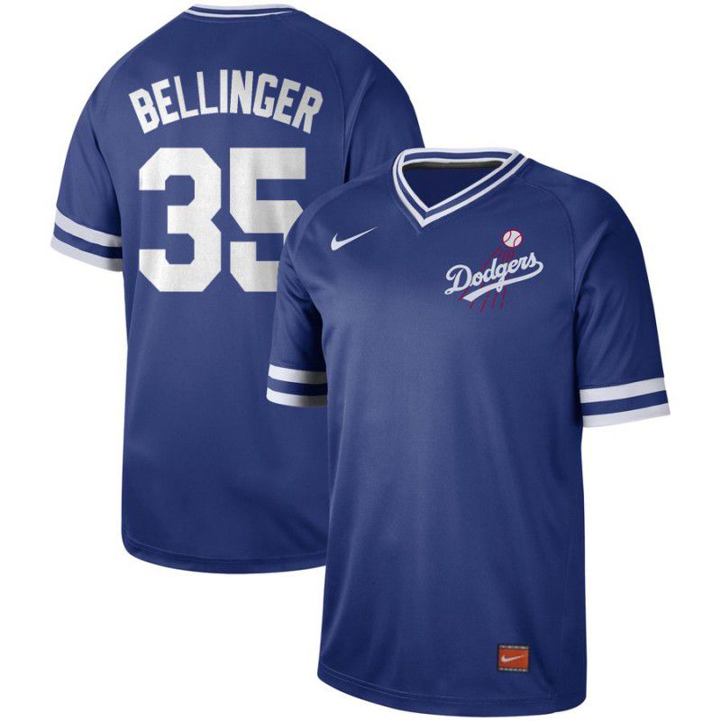 Men Los Angeles Dodgers 35 Bellinger Blue Nike Cooperstown Collection Legend V-Neck MLB Jersey
